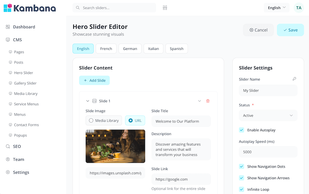Website Management Dashboard